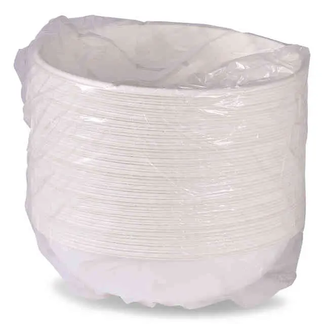 Eco-Products ECOEPBL32CNFA Disposable 32 oz White Vanguard Sugarcane Bowl - Case of 400, Compostable Home/Festive Party Disposable Tableware