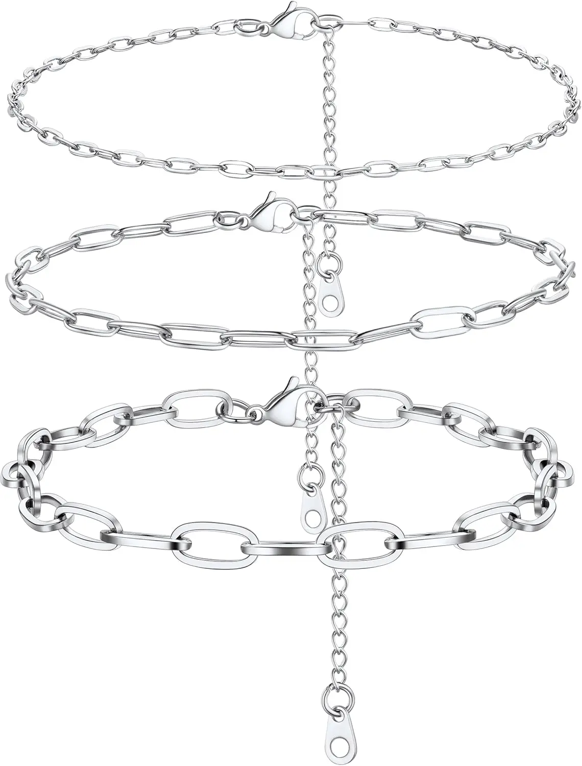 L: silver-paperclip chain(3pcs)