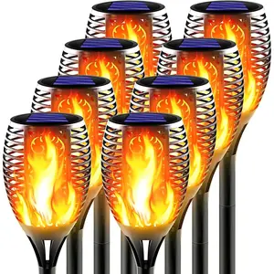 Large Solar  Light with Flickering Flame, Upgraded Outdoor Decorative Solar Tiki  for Outside, Super Bright Landscape Lighting for Garden, Pathway, Yard, Auto /Off (8 Pack)