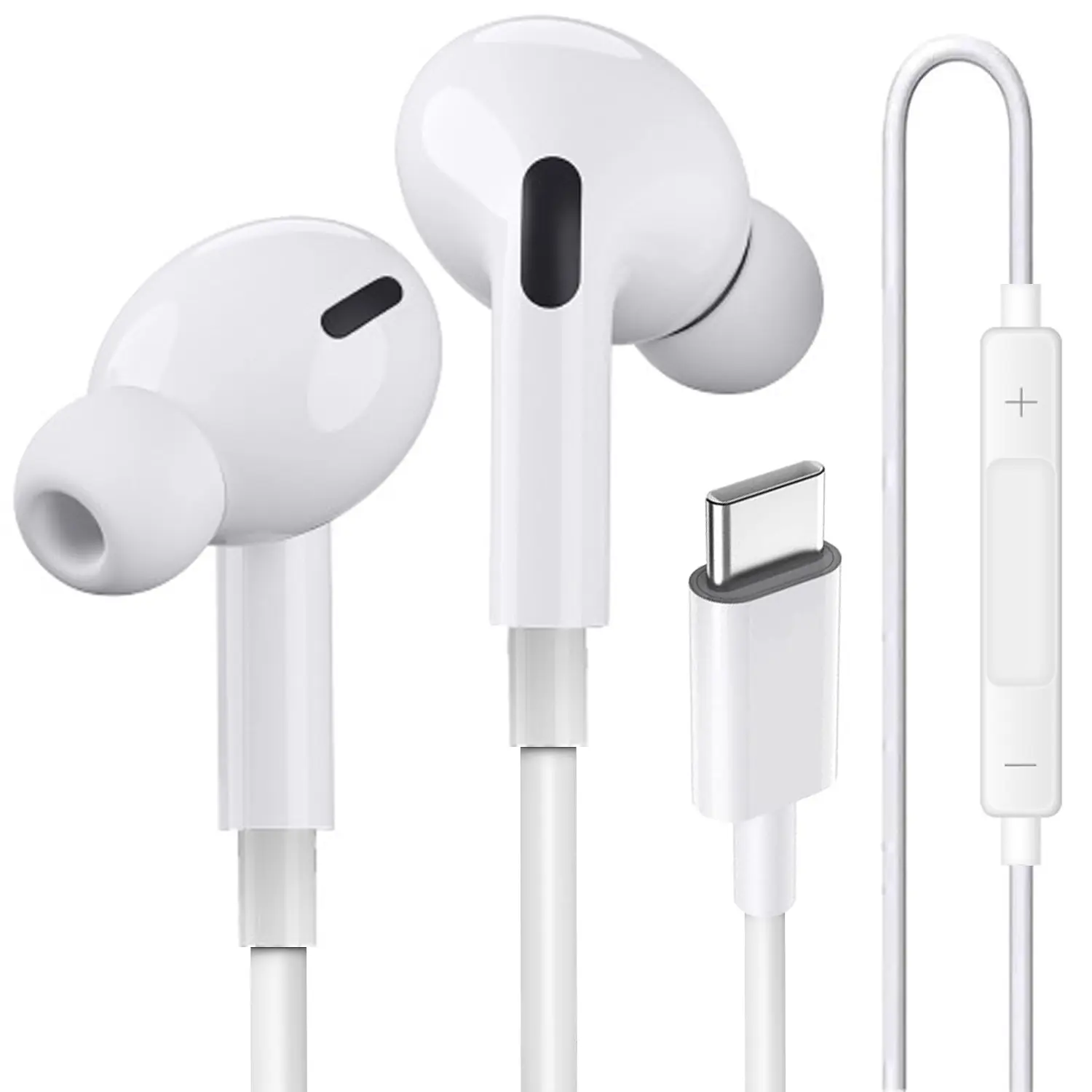 USB C Headphones for iPhone 17/16/15 Pro Max iPad Pro Type C Earbuds Wired Earphones with Mic & Remote Control Noise Cancelling for Pixel 8 7 6A 5 Galaxy S24 S23 S22 S21 S20
