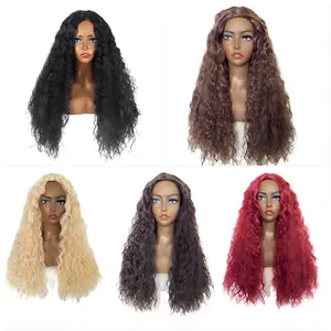 Upgrade Your Hair Game with Breathable and Adhesive-free Synthetic Full Machine Wigs – Small Curly Hair and Middle Parting