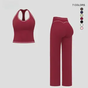Women's Sporty Tracksuit Set - Casual Two-Piece Athletic Wear, 78% Nylon 22% Spandex, Ideal for Gym & Daily Activities, H-Shaped Back Design, Bell-Bottom Pants