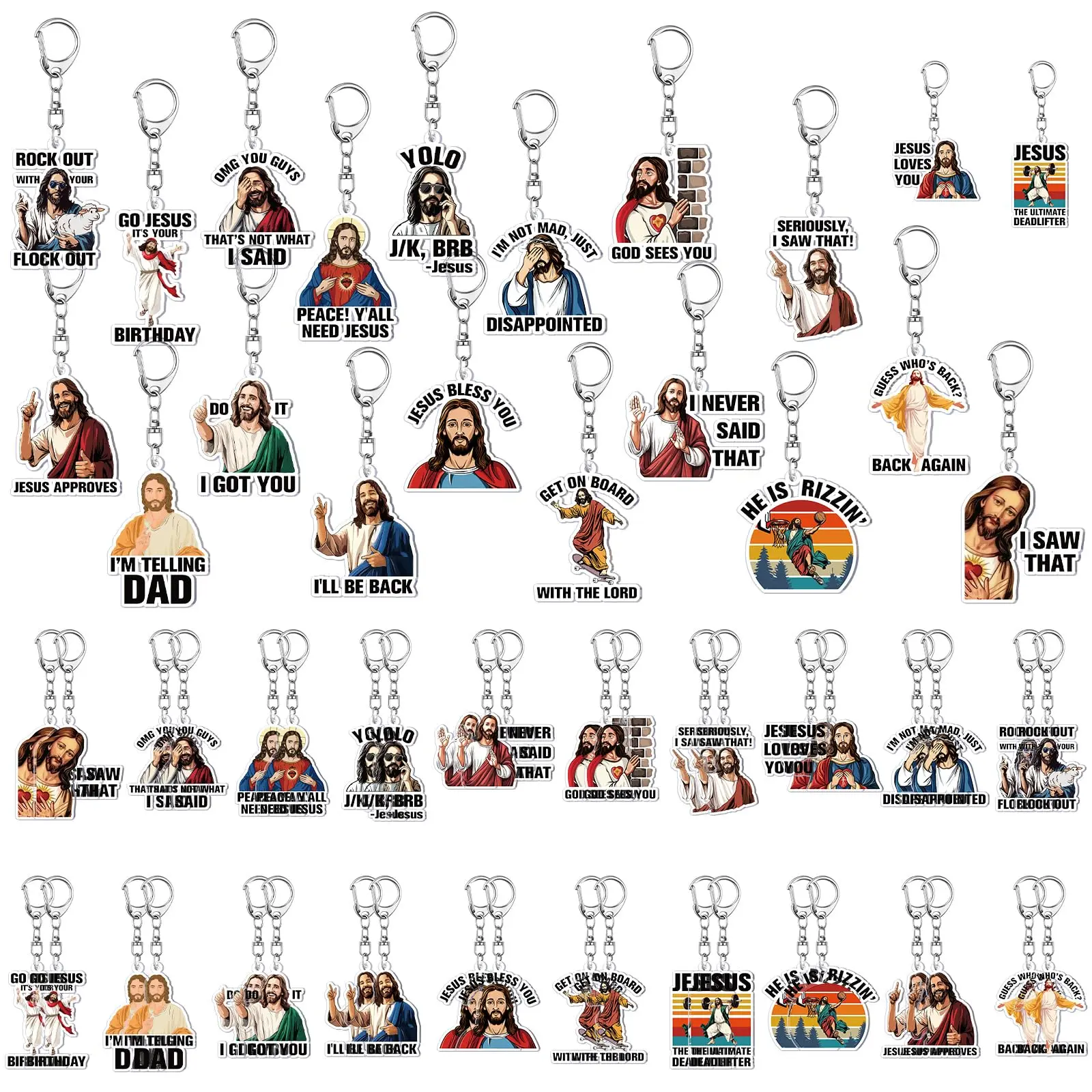 40 Pcs Jesus I Saw That Keychains Jesus Love You Keychain Funny Jesus Keychain Christian Gifts for Men and Women Bags Backpacks Keys Religious Party Favors Sunday School Baptism Gift
