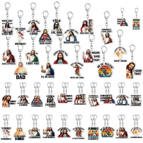 40 Pcs Jesus I Saw That Keychains Jesus Love You Keychain Funny Jesus Keychain Christian Gifts for Men and Women Bags Backpacks Keys Religious Party Favors Sunday School Baptism Gift