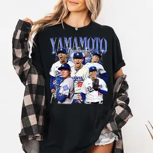 Yoshinobu Tee Yamamoto Doodgers T-Shirt, Vintage Graphic Baseball Shirt,Baseball Game Day Tees For Youth & Adult,Woman & Man Unisex Causual Clothing