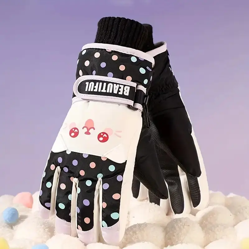 KN [Black] Cat dots on gloves