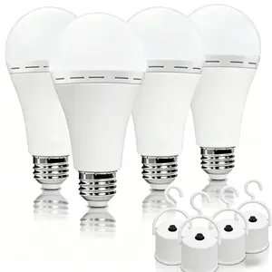 4-Pack E26/E27 Rechargeable Emergency Light Bulbs, 12W (60WEquivalent) 6000K Daylight BatteryPowered A LED Bulb with 1200mAh,120 Volt for Home Power OutageCamping Hurricane A White LedFlashlights