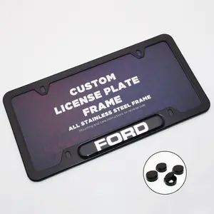 Black / Chrome Front or Rear Stainless Steel License Plate Frame Protect Cover Fit Ford Decorate Accessories Gifts