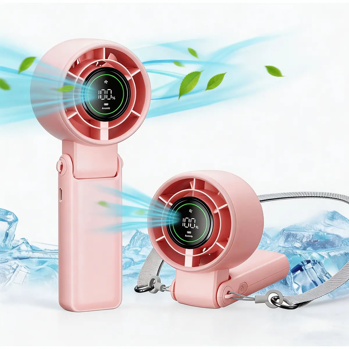 Cordless Turbo Multipurpose Handheld Portable Mini Fan, New 3-in-1 Collapsible Lifestyle Fan with 1-100 Adjustable Speed, 5000mAh Rechargeable Battery, Digital Display, Ideal for Outdoor Activities, Cordless Turbo Fan