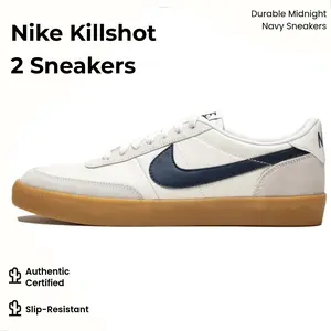Nike J.Crew x Nike Killshot 2 "Midnight Navy" Suede Leather Low-Top Skate Shoes for Men White/Blue 432997-107 Comfortable Durable Slip-Resistant