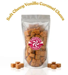 Caramel Cubes Candy - Filled Creamy Caramels Individually Wrapped - Vanilla
