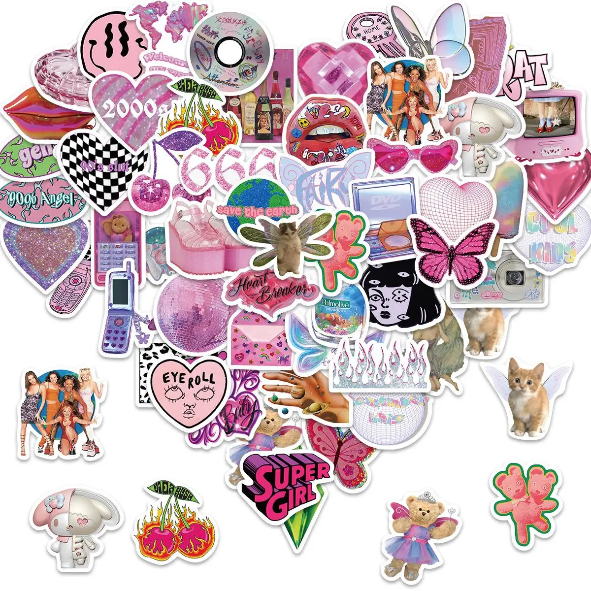 Creative Harajuku Girls Series Anime Naughty Stickers, 58pcs DIY Waterproof Decorative Naughty Decals for Skateboard, Luggage, Laptop & Guitar, Decora
