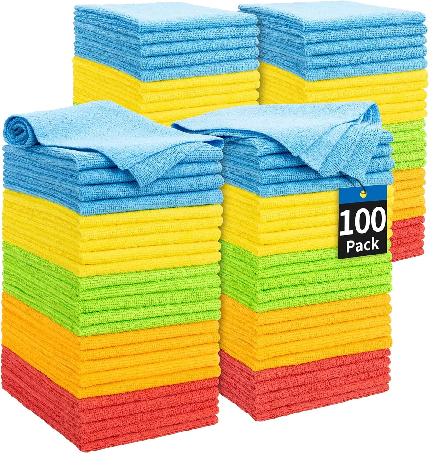 Polyester Microfiber Cleaning Cloths, 11.5"x11.5" Bulk Soft Absorbent Lint-Free Reusable Long-Lasting Rags, Car Wash Microfiber Towel for Household & Car Use