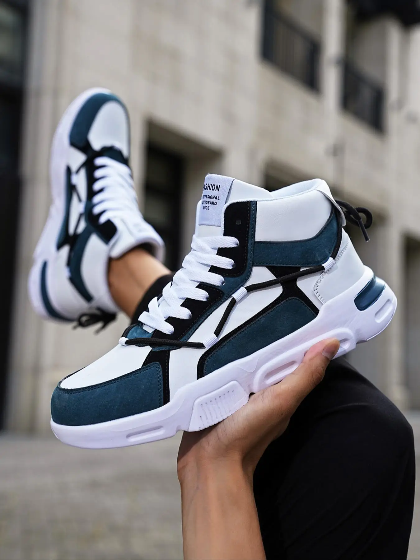 Men's Fashion Colorblock Letter Pattern Non-slip Outdoor Sports Running Shoes, Lightweight Breathable Comfortable Shoes for Daily Wear, Perfect for St