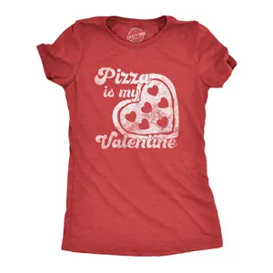 Womens Pizza Is My Valentine T Shirt Cute Valentines Day Tee Funny Womens T Shirts Cute Vintage Fashion Casual Ladies T-Shirt Gift Love Tops for Women Funny Food Top Women's Novelty Tees Red -