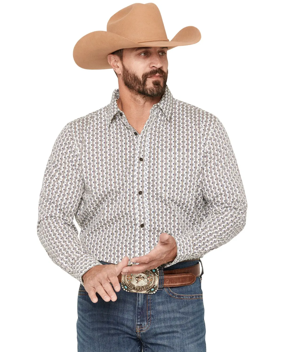 Gibson Trading Co Men's Men'S Exit 8 Floral Stripe Print Long Sleeve - Gmfa26w21-Iv