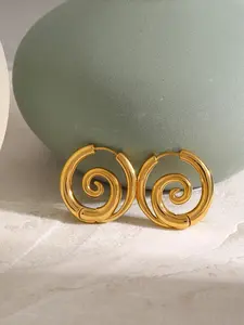 Gold-Tone Spiral Hoop Earrings for Women | Trendy Swirl Design | Lightweight & Hypoallergenic Jewelry | Perfect for Daily Wear & All-Season Styling | Minimalist Fashion Accessory for Casual & Party Looks
