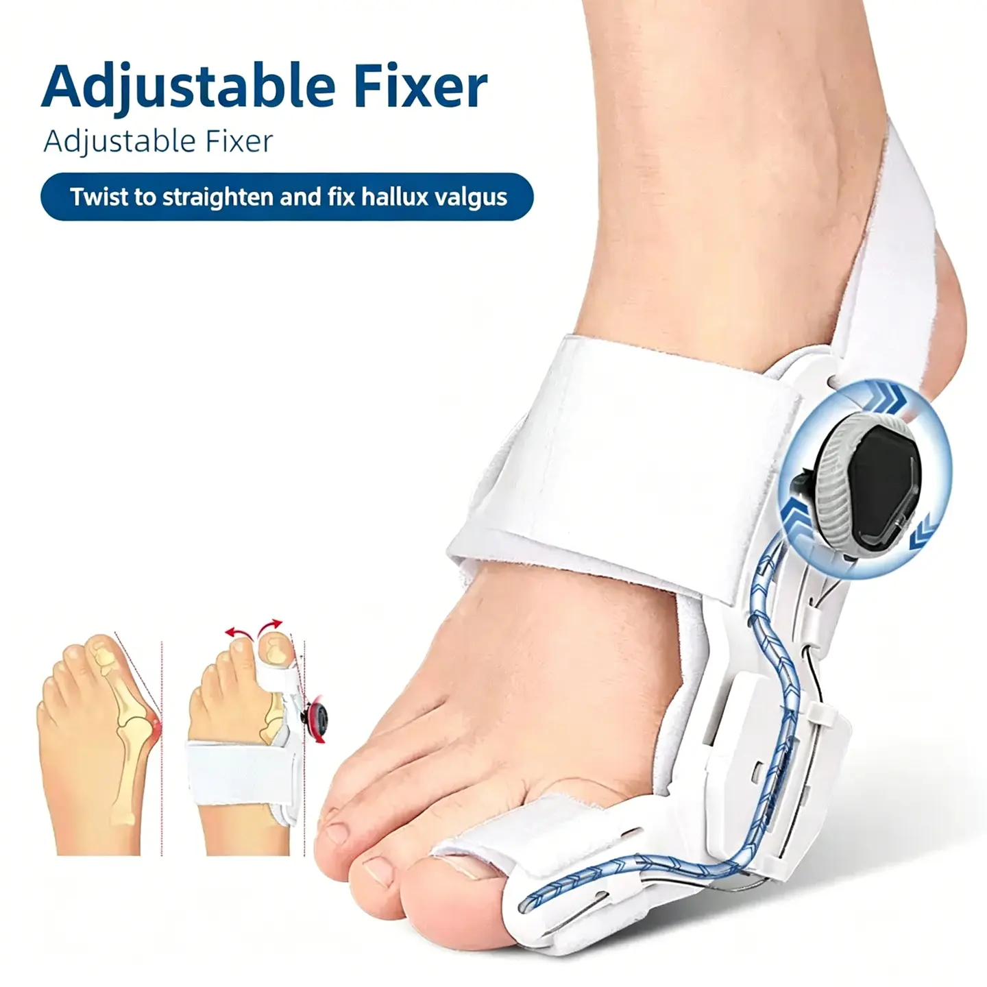 Adjustable Bunion Corrector for Big Toe | Hallux Valgus Toe Straightener Brace Day & Night Support