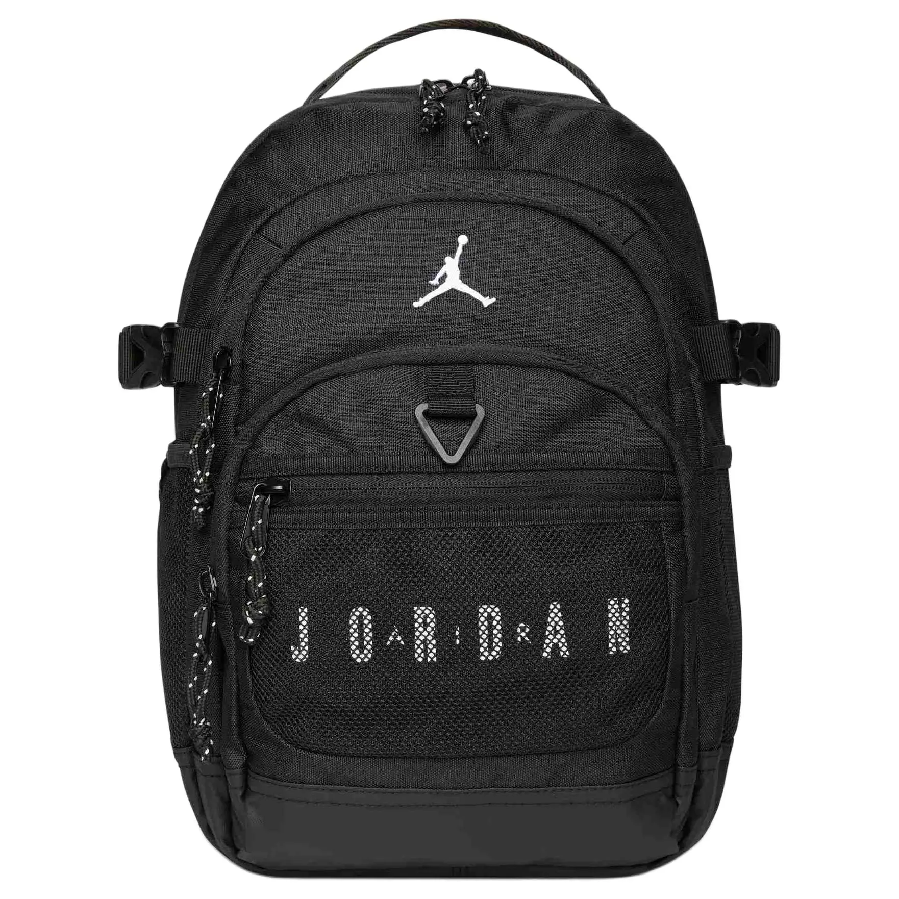 Jordan Logo Print Polyester Fiber Unisex Backpack, Black and Ivory Functional Luggage Bag, Polyester Fiber Backpack