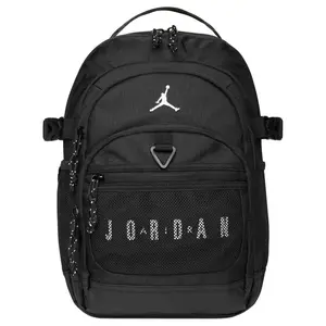 Jordan Logo Print Polyester Backpack for Men and Women in Black and Ivory