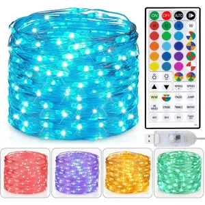 USB Plug in 33ft 100LEDs Fairy Lights with Remote Warm White 20 Color Changing Twinkle String Lights for Bedroom Party Wedding Christmas Tapestry Multicolor