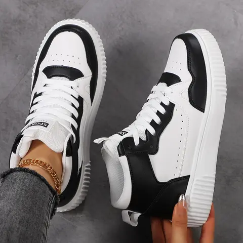 Women's Casual Sporty Shoes, Fashionable Casual Sneakers, Simple Fashion Sneakers, Thick Soled Sneakers, Thick Sole High-Top, Lightweight Running Shoes, Anti-Slip Breathable Flat Bottom, Trendy Walking Sneakers, Sneakers Fashion Footwear