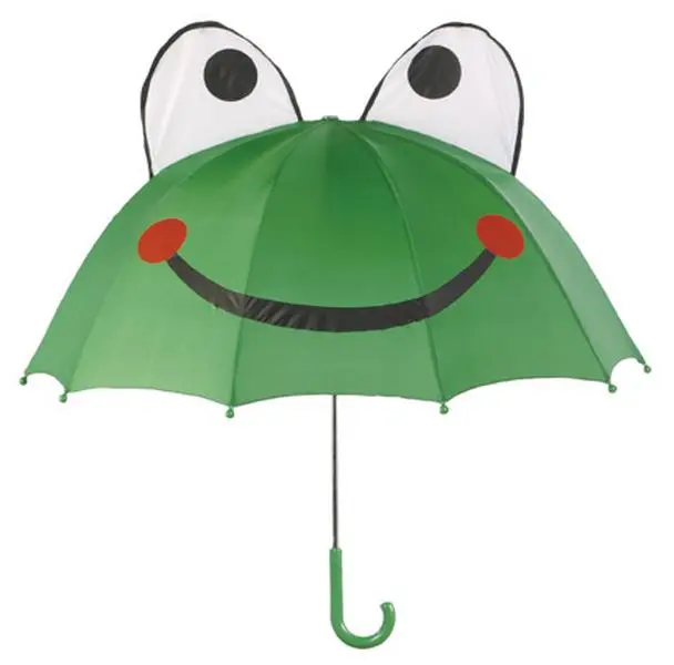 212 MAIN Child-Size Whimsical Green Frog Umbrella, 100% Nylon Fabric, Kids' Animal-Themed Home Supply Umbrella