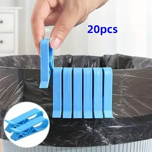 20 Piece Trash Can Clips, Candy Color Garbage Clamps, Non-Slip Paper Basket Bag Holder, Side Clamp for Trash Cans, Kitchen Accessories, Bin Clips
