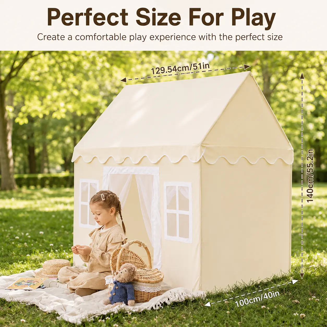Kids Animal Print Playhouse Tent for Toddlers, Large Foldable Indoor Outdoor Play Equipment with Washable Mat & Star Lights, Foldable Teepee, Game Tent, Party Play Tent