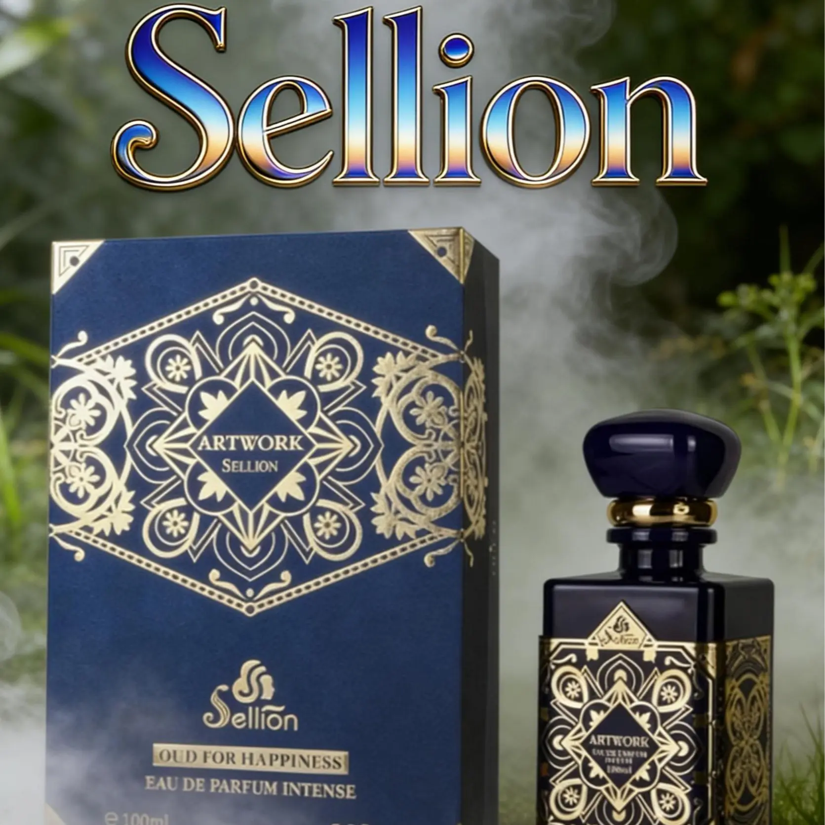 Sellion Happiness Collector's Edition Eau De Parfum with Artwork Bottle, Long-Lasting Unisex Fragrance with Oud, Rose, Saffron, and Amber Notes, Woody Oriental Scent for Adults, Single Item, Contains Alcohol