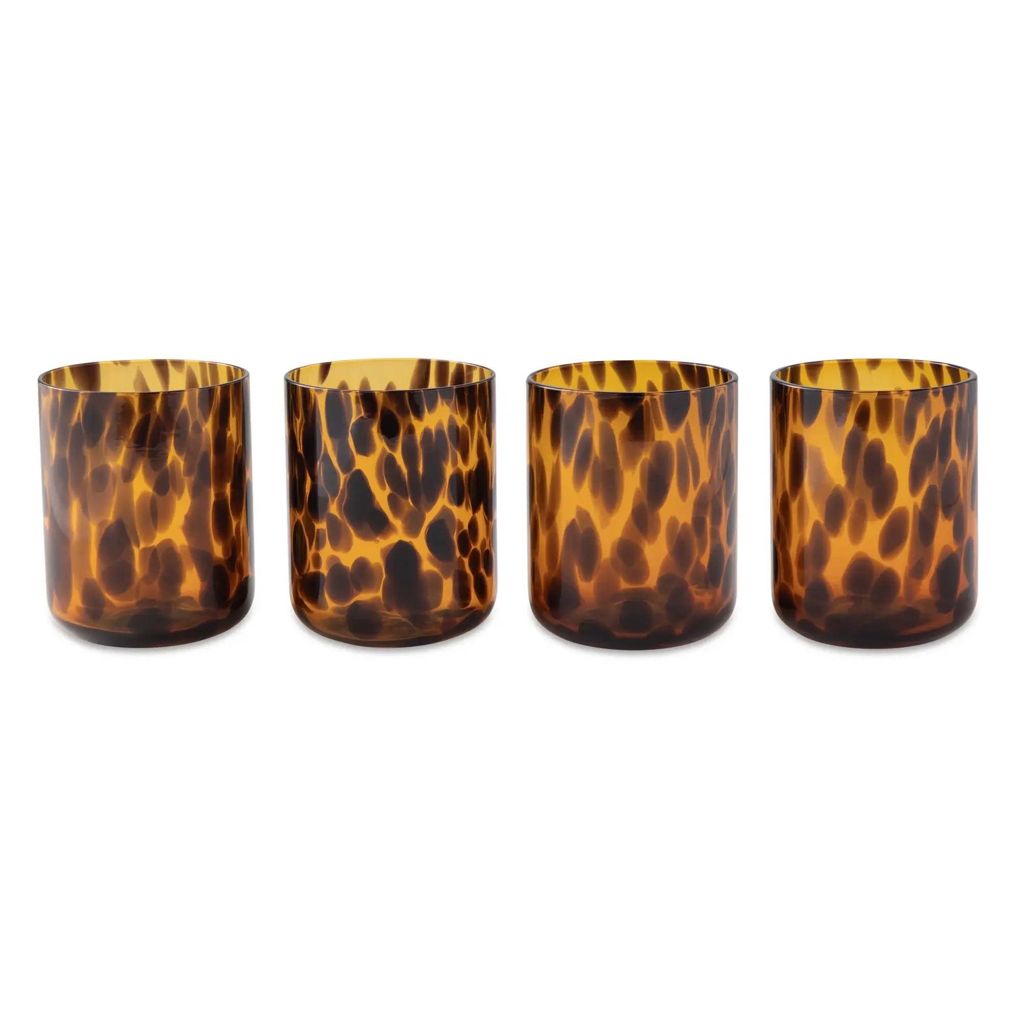4-Pack 12oz Tortoise Black Drinking Glass Set