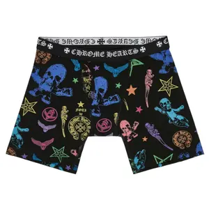 Men's Chrome Hearts x Foti Collaboration Print Full-Length Long Boxer Briefs - Black Multi, Menswear Underwear