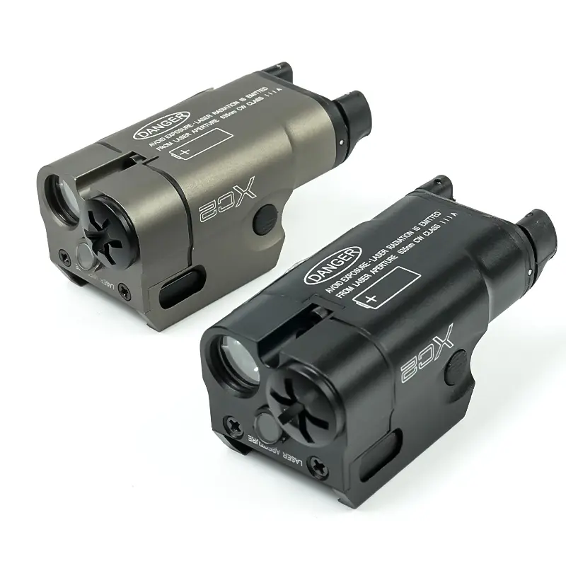 Tactical X/C 2 Hanging Metal Scout Light Red Laser+Constant-ON/Momentary-ON LED White Light Outdoor Sports Flashlight