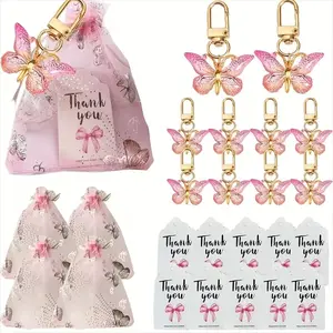 Set of 36 Items, Includes Butterfly Keychain Gift Sets, Acrylic Keychains, Cards, Organza Drawstring Bags, Perfect for Parties