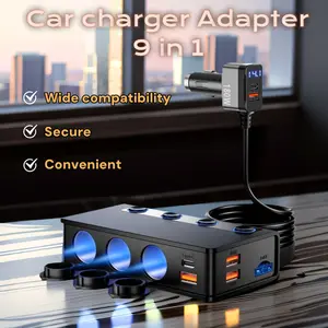 180W Cigarette Lighter Splitter, 3-Socket Car Cigarette Lighter with PD36W/65W and QC3.0 18W Ports, Cigarette Lighter Adapter, LED Voltage Display for Dash Cam, GPS, iPad/Laptop/Phone