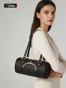 Barrel Bag Designer Shoulder Bag for Women, Pu Leather Boston Handbag Retro Y2k Bags Tote Purses Everyday Bag, Set package, Work Bag, Summer vibes ﻿
