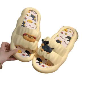Stepping on Poop Feeling Slippers for Women, Summer Outdoor Cartoon Hot Dog Internet Celebrity Couple Soft Sole Home Non-Slip Indoor Sandals Holiday