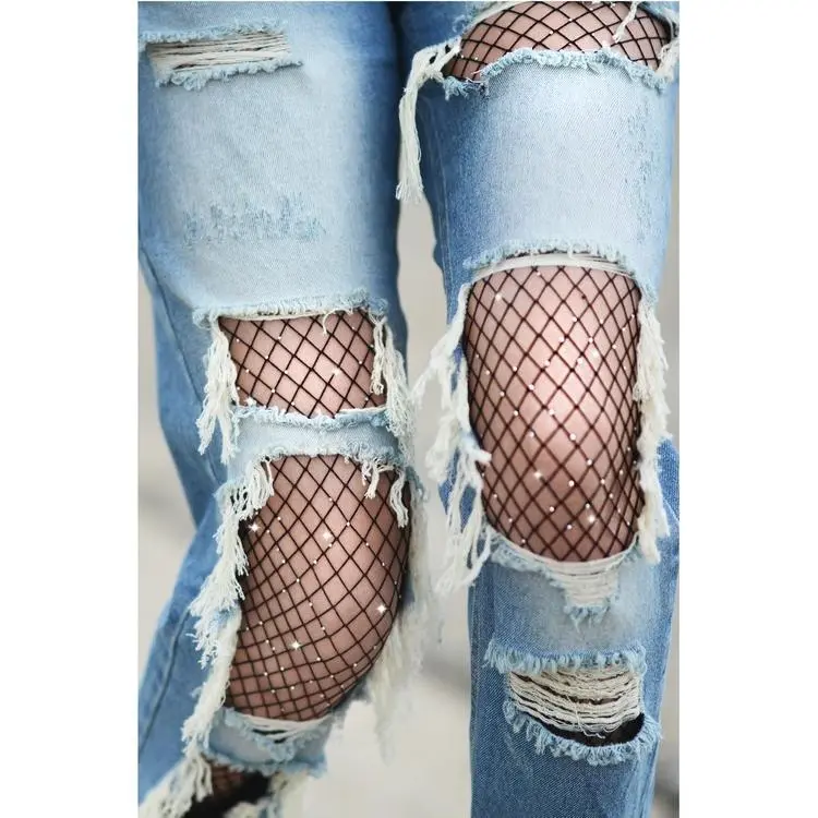 Killer Legs Shine Bright Scattered Stone Fishnet Pantyhose