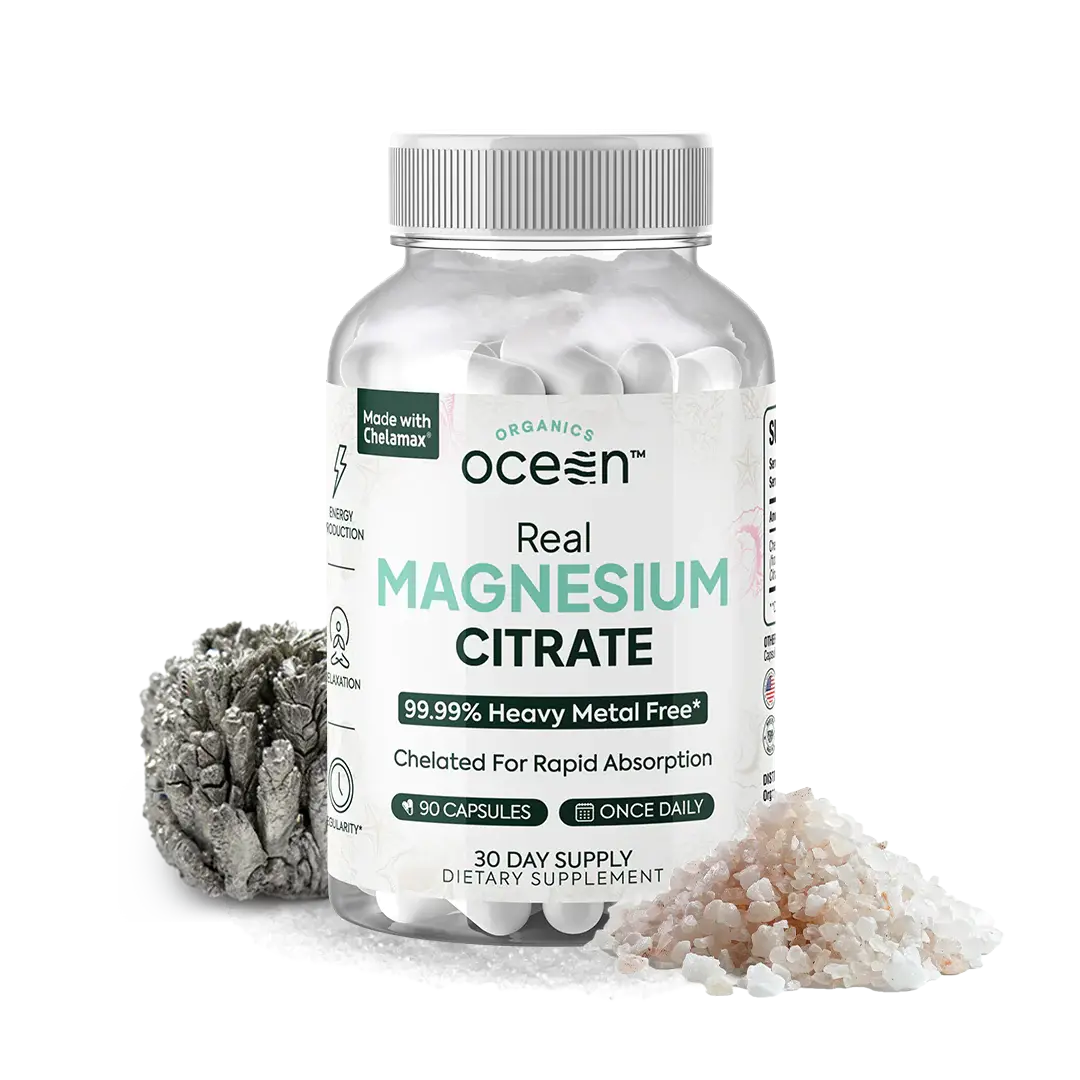 Organics Ocean Real Magnesium Citrate - High Absorption Magnesium Supplement - Chelated Magnesium to Support Energy, Relaxation, and Regularity