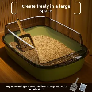 Semi-enclosed cat litter box, extra-large, splash-proof, thickened cat toilet, pet supplies, extra-large odor-proof cat litter box