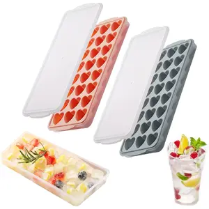 2 Pack Heart-Shaped  Trays with lid and bin - 48 Holes  Mini Heart  Tray,  and Dishwasher Safe, Fun Shape  Mold, Easy to Remove