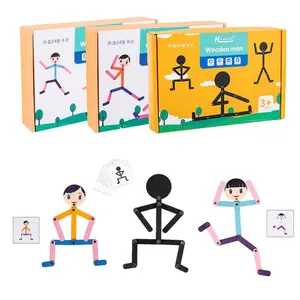 Children Funny DIY Wooden Stick Men Puzzle Classic Game Kids Hand Skill Fine Motor Training Toys for Kid 3 To 6 Years Old Gift