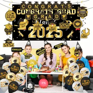Graduation Decorations Class Of 2025,  Graduation Hanging Swirl, Balloons And Honeycomb Supplies For Graduation Party Gifts