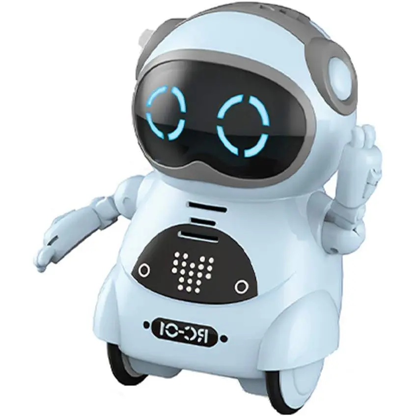 Mini Pocket Robot, with Interactive Dialogue Conversation, Voice Recognition, Singing and Dancing, Electric Small Robot Gift (Blue)