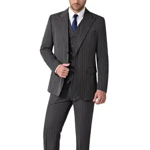 Mens Slim Fit Suit 3 Pieces Beige Single Breasted Peaked Lapel Blazer Vest Pants Shirt Tie Prom Party Wedding Business Dinner Menswear