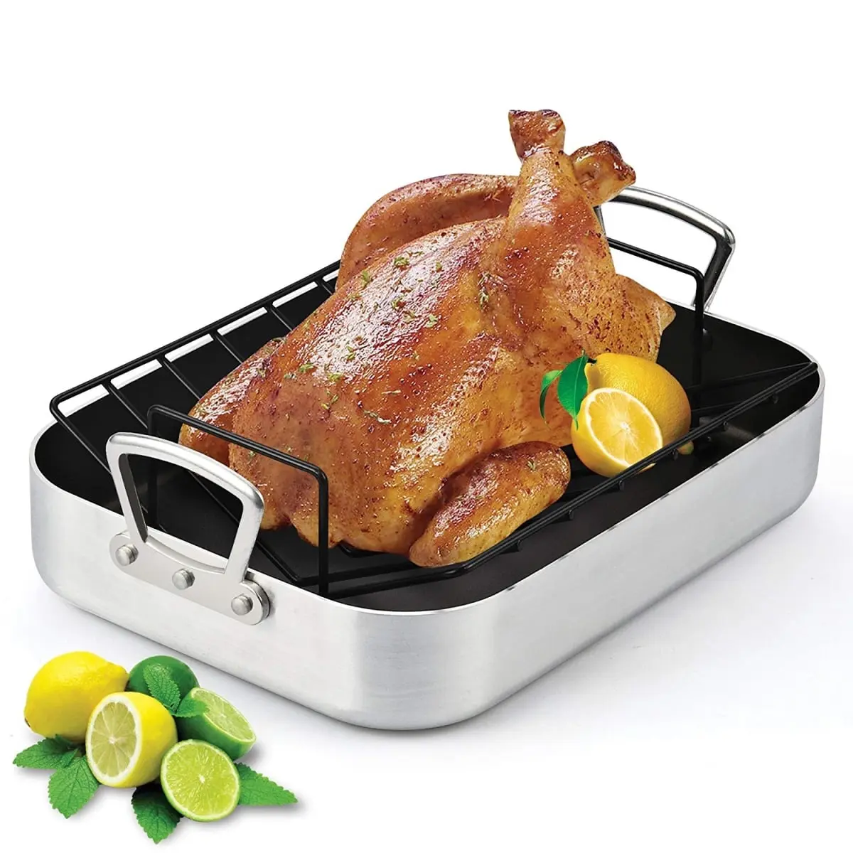 StarCrafts Roaster Pan with Nonstick Rack, Bakeware with Handles for Meat Roasting, Oven-Safe Kitchen Cookware
