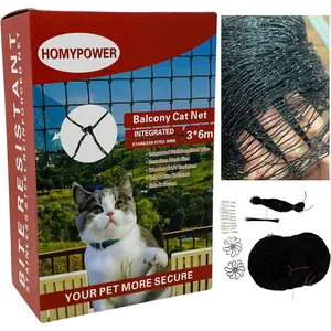 10x20 ft Stainless Steel Reinforced Bite Tear UV and Weather-Resistant Anti-Fall Cat Netting, Safety Net for Cats, Small Catio for Apartment Balcony Protection