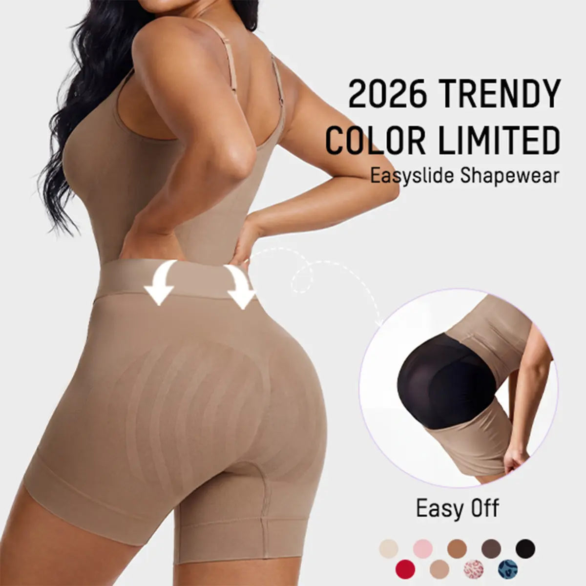 SHECURVE Easyslide Bathroom Friendly Shapewear for Women Tummy Control Butt Lift Bodysuit Full Body Shaper Faja with Easy Back Open Design Back Support for New Moms & Postpartum Recovery
