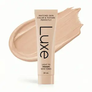 Women's Luxe Color Changing Foundation - Instantly Adapts to Skin Tone - Buildable Light-to-Medium/Medium Dark-to-Dark Coverage - 12-Hour Wear - Natural Dewy Finish Cosmetic Makeup with Flawless Concealer