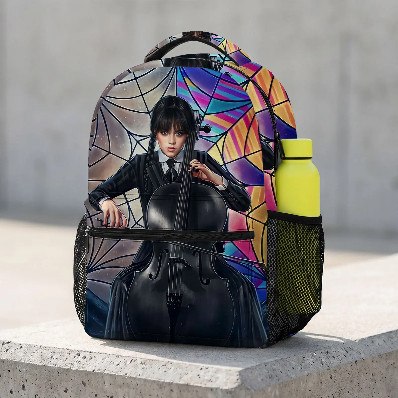 Wednesday Chic Graphic School Backpack - 1 Size, Large Capacity, No Wheels Functional Bag for Teen Girls, College Students (Aesthetic Print Casual Daypack), One Size, Kids & Students